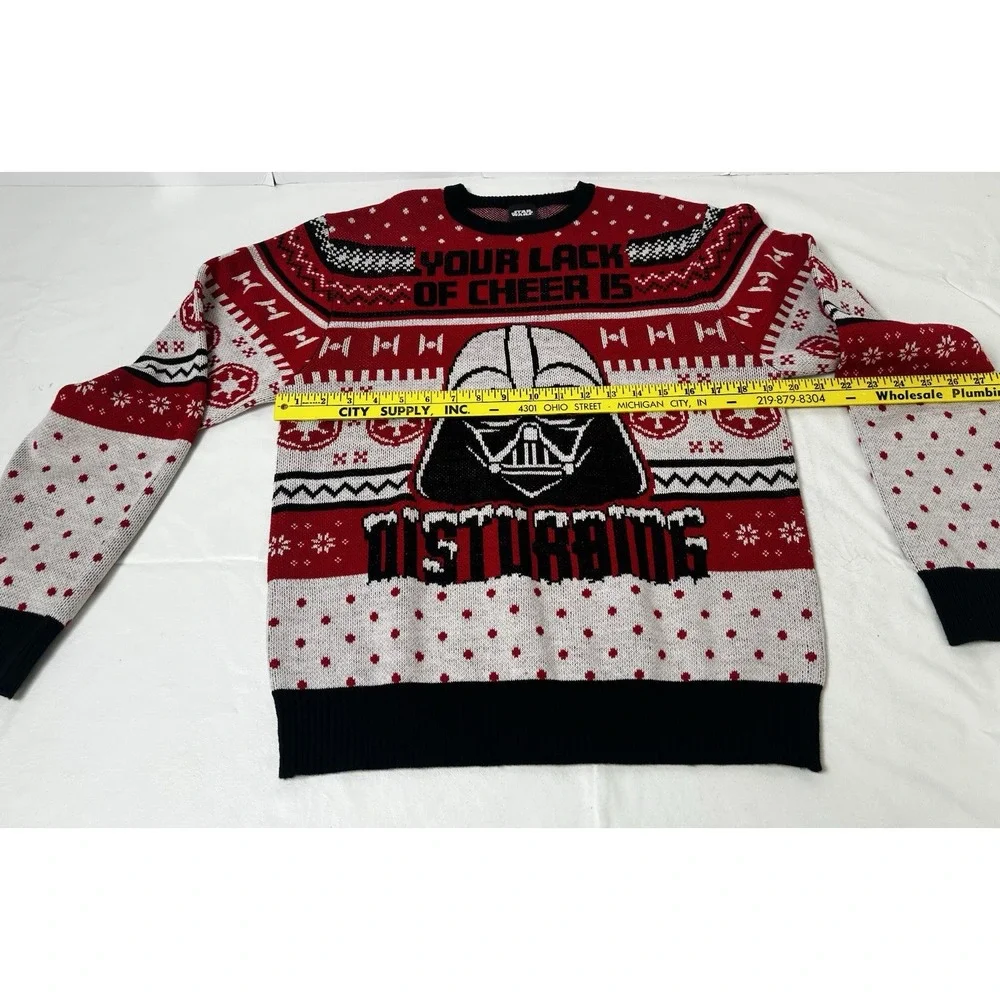 Star Wars Darth Vader Ugly Christmas Sweater Unisex Medium Red, White, & Black